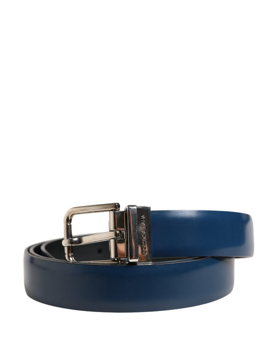 Dolce & Gabbana Men Blue Classic Leather Metal Buckle Belt Curated Luxury Accessories by Orvyn
