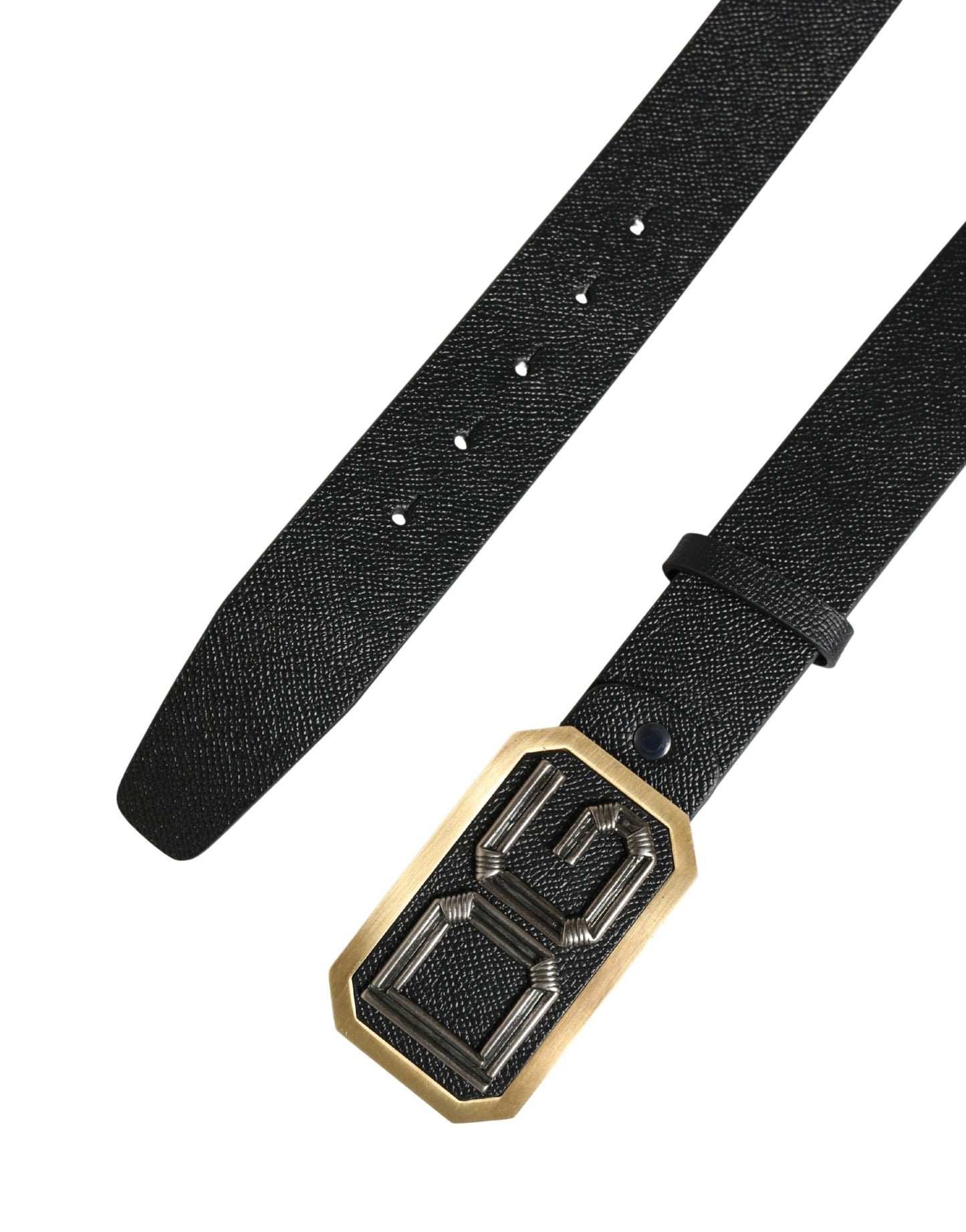 Dolce & Gabbana Men Black Leather DG Logo Metal Buckle Belt Curated Luxury Accessories by Orvyn