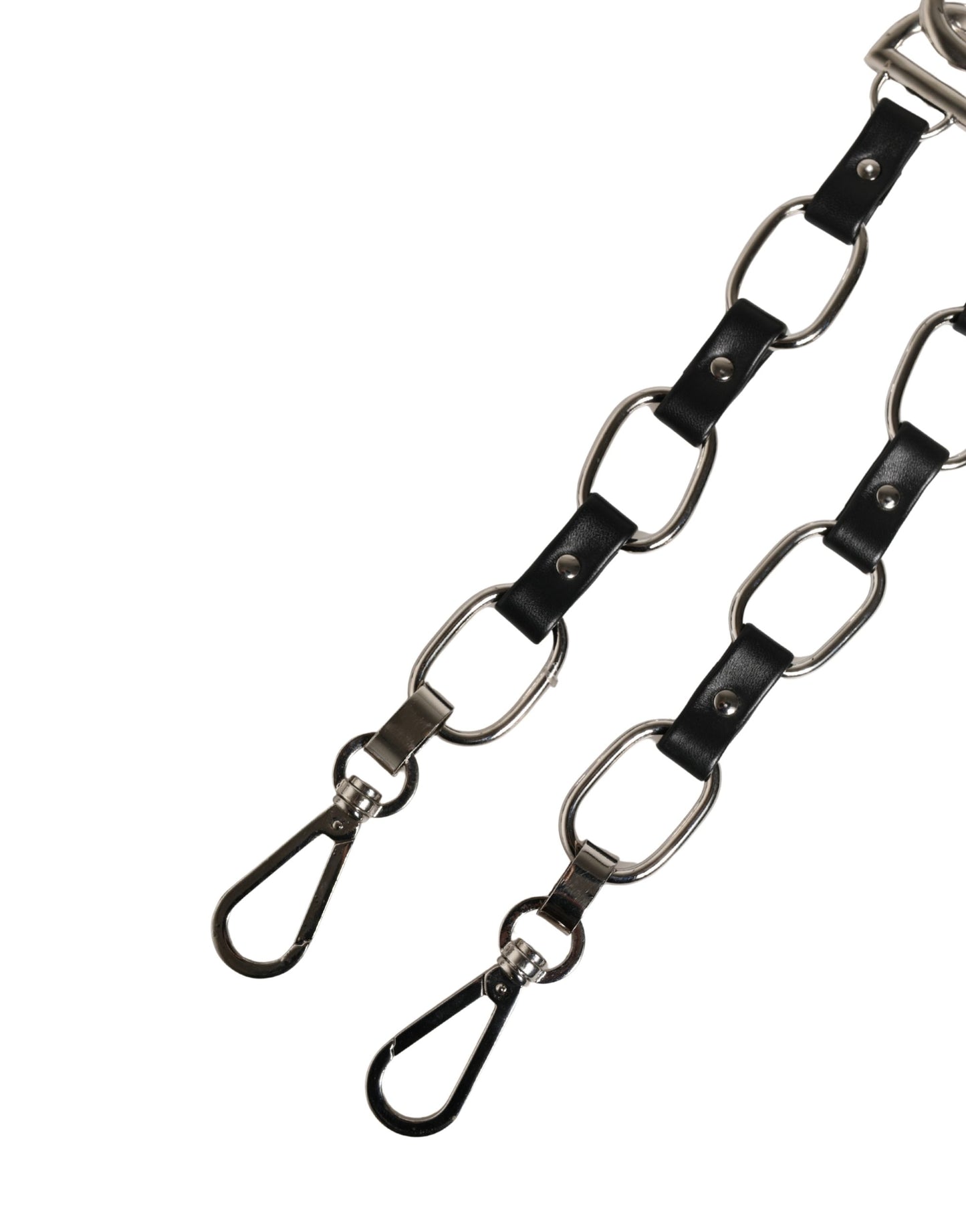 Dolce & Gabbana Black Leather Silver Chain Bag Accessory Shoulder Strap Curated Luxury Accessories by Orvyn