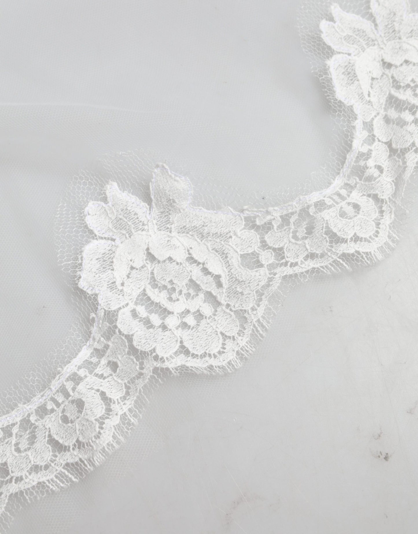 Dolce & Gabbana White Floral LaceNylon Floor Length 3M Long Veil Curated Luxury Accessories by Orvyn