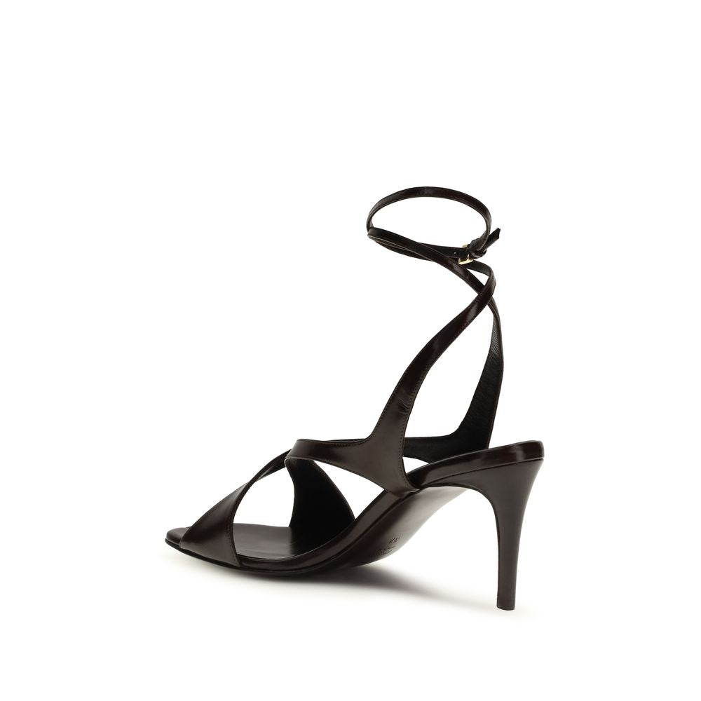 Khaite Black Calf Leather Bos Taurus Strap-On Sandals Curated Luxury Accessories by Orvyn
