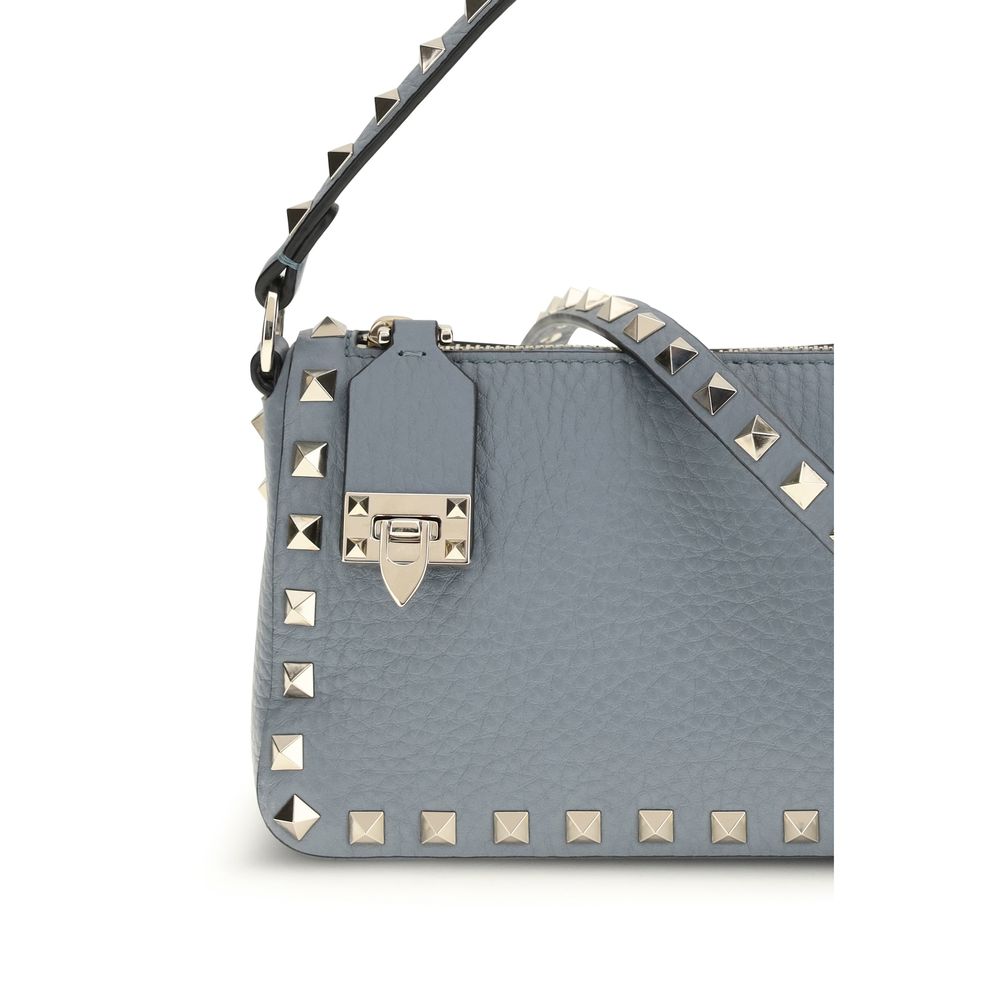 Valentino Garavani Blue Calf Leather Bos Taurus Shoulder Bag Curated Luxury Accessories by Orvyn