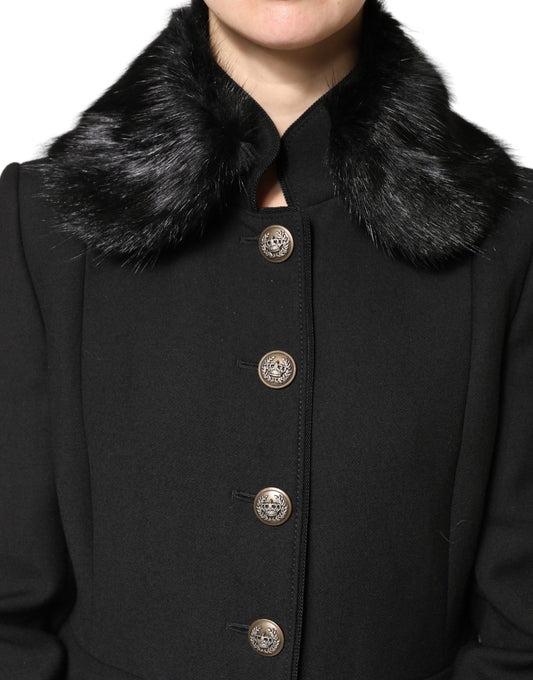 Dolce & Gabbana Black Fur Shawl Neck Wrap Cover Collar Scarf Curated Luxury Accessories by Orvyn