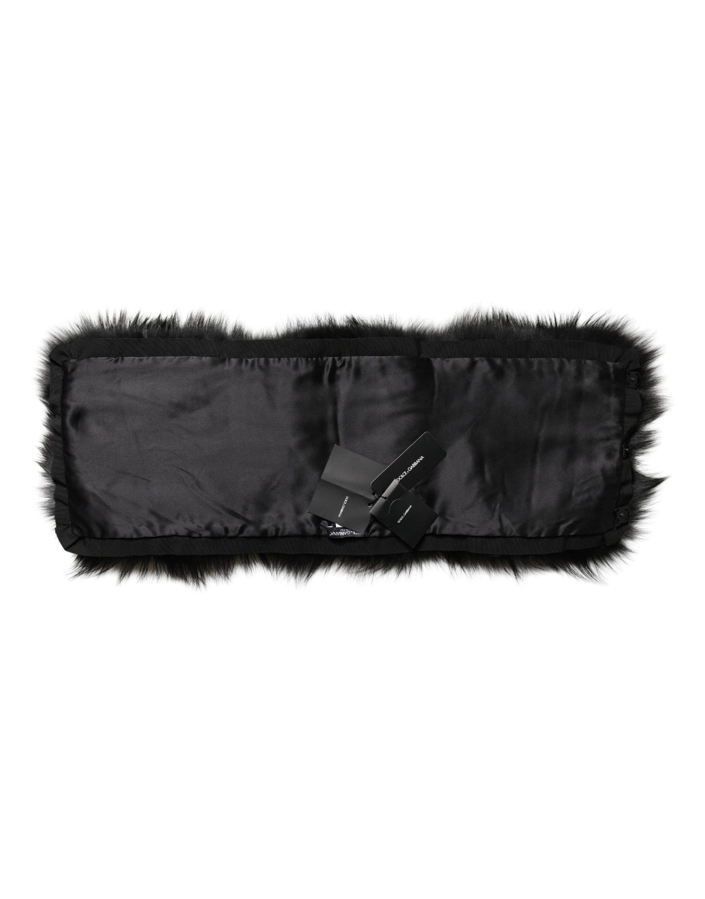 Dolce & Gabbana Black Fur Shoulder Collar Wrap Shawl Scarf Curated Luxury Accessories by Orvyn