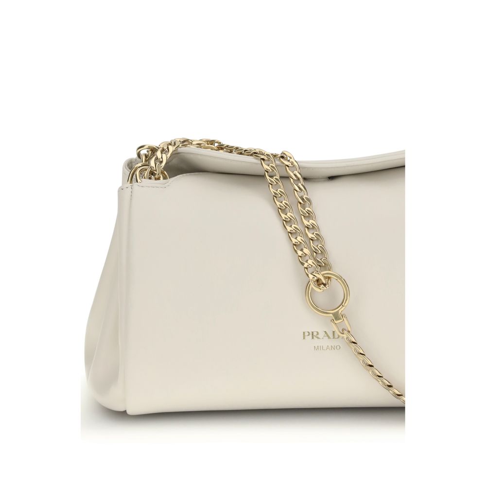 Prada White Calf Leather Bos Taurus Shoulder Bag Curated Luxury Accessories by Orvyn