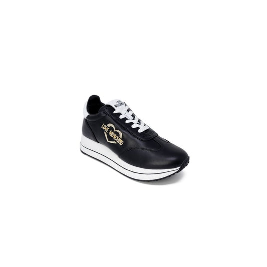 Love Moschino Black Leather Low Top Sneakers Curated Luxury Accessories by Orvyn