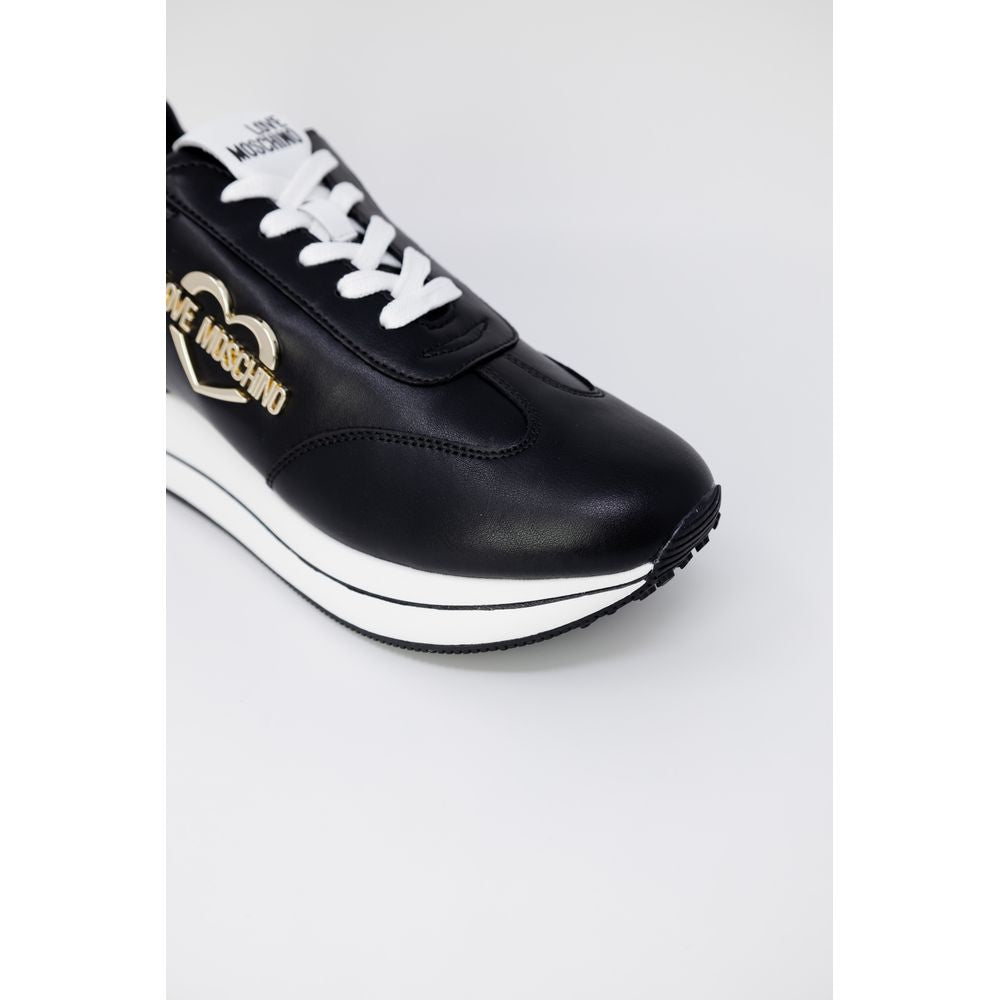 Love Moschino Black Leather Low Top Sneakers Curated Luxury Accessories by Orvyn
