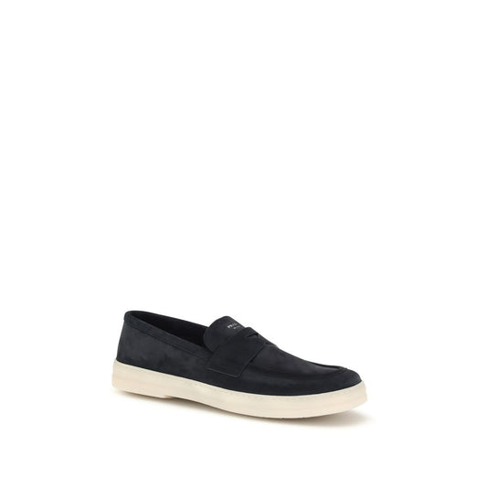 Prada Blue Calf Leather Bos Taurus Slip-On Loafers Curated Luxury Accessories by Orvyn
