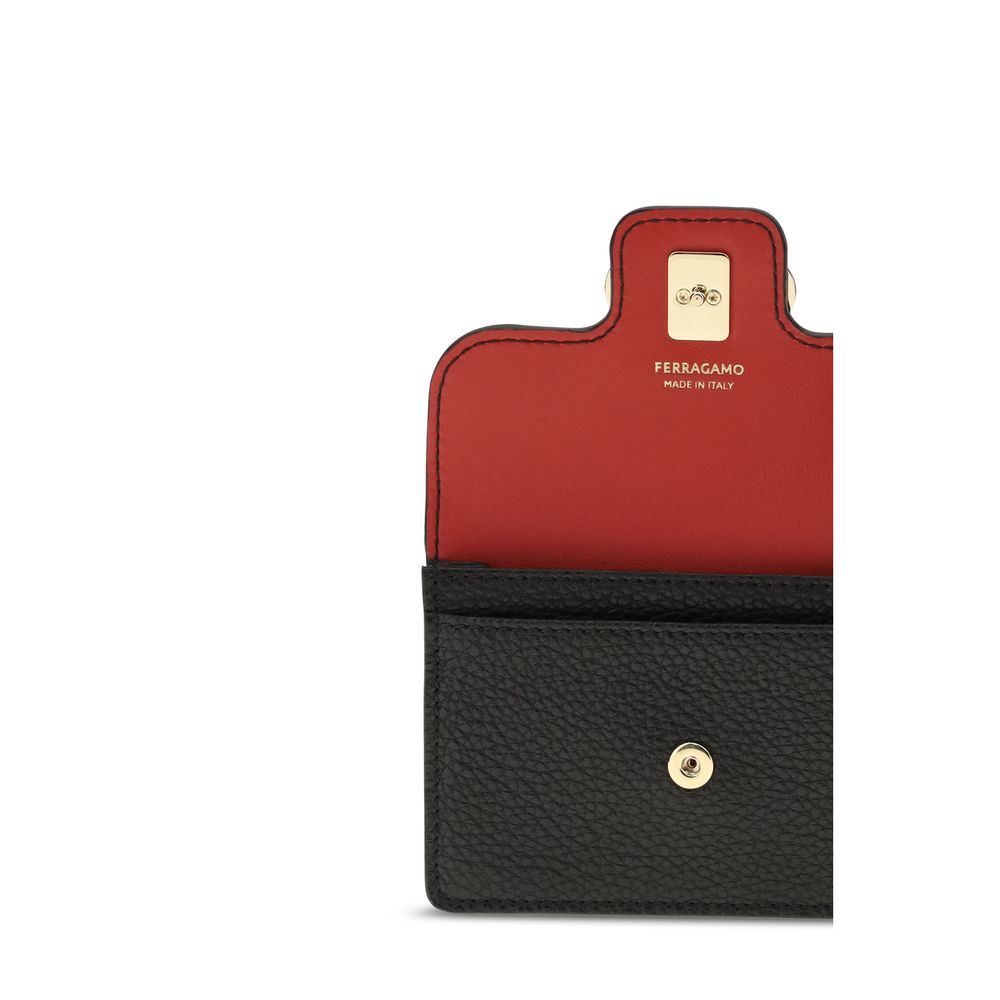 Ferragamo Black Calf Leather Bos Taurus Wallet Curated Luxury Accessories by Orvyn