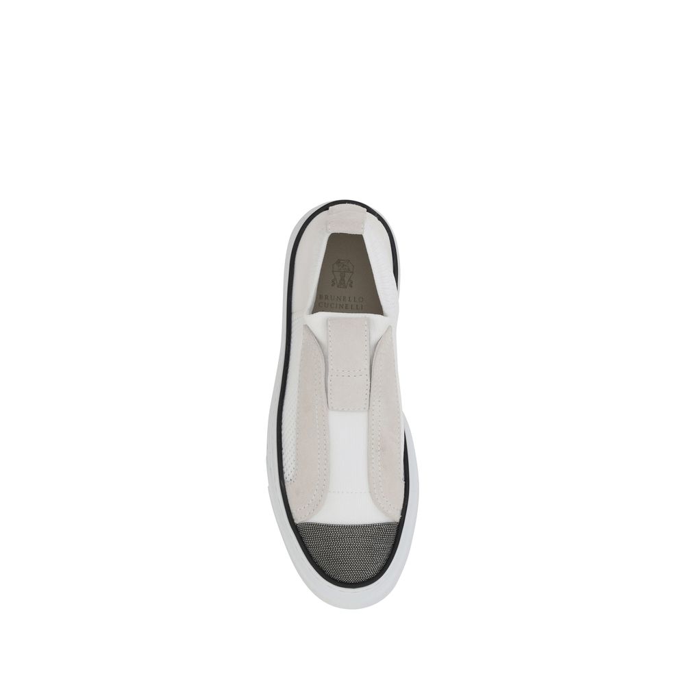 Brunello Cucinelli White Nylon Low Top Sneakers Curated Luxury Accessories by Orvyn