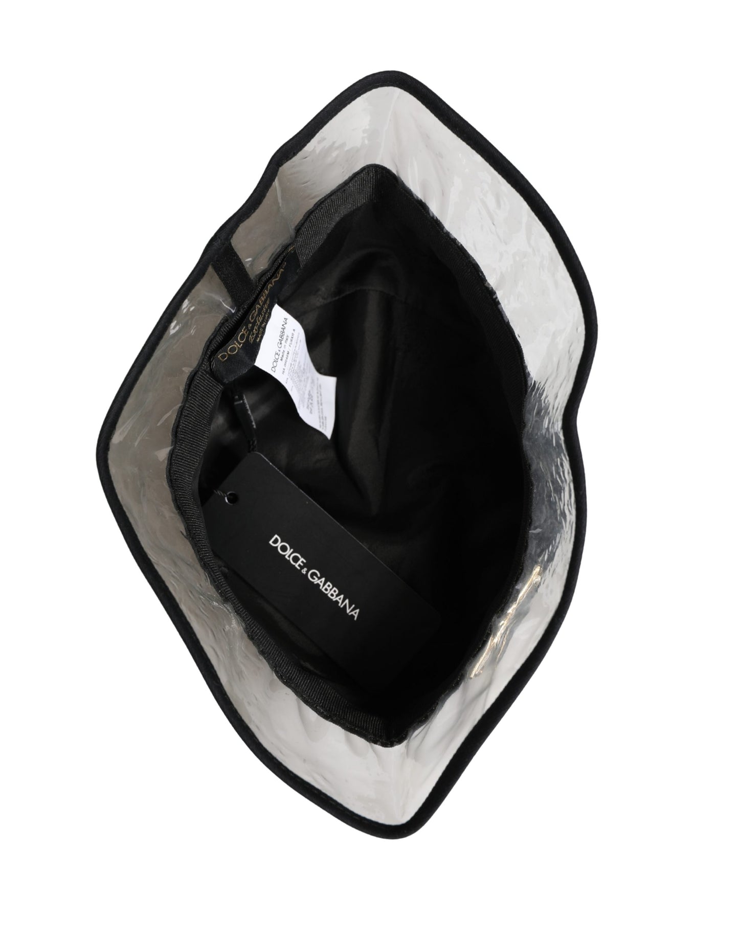 Dolce & Gabbana Black Cotton Plastic Fisherman Bucket Capello Hat Curated Luxury Accessories by Orvyn