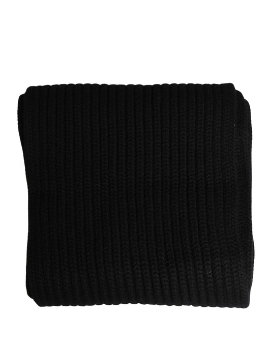 Dolce & Gabbana Black Cashmere Knitted Men Neck Warmer One Size Scarf Curated Luxury Accessories by Orvyn