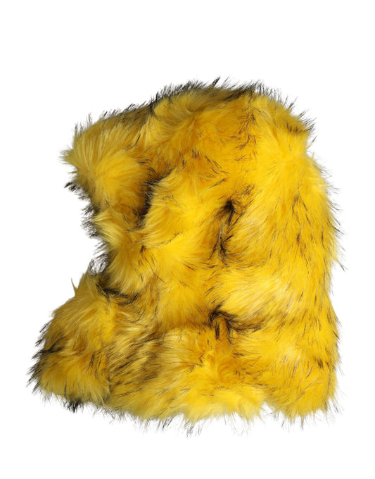 Dolce & Gabbana Yellow Modacrylic Fur Women Bucket Capello Hat Curated Luxury Accessories by Orvyn