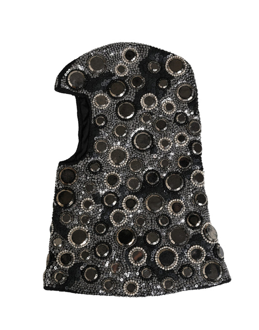 Dolce & Gabbana Black Wool Crystal Embellished Balaclava Hat Curated Luxury Accessories by Orvyn