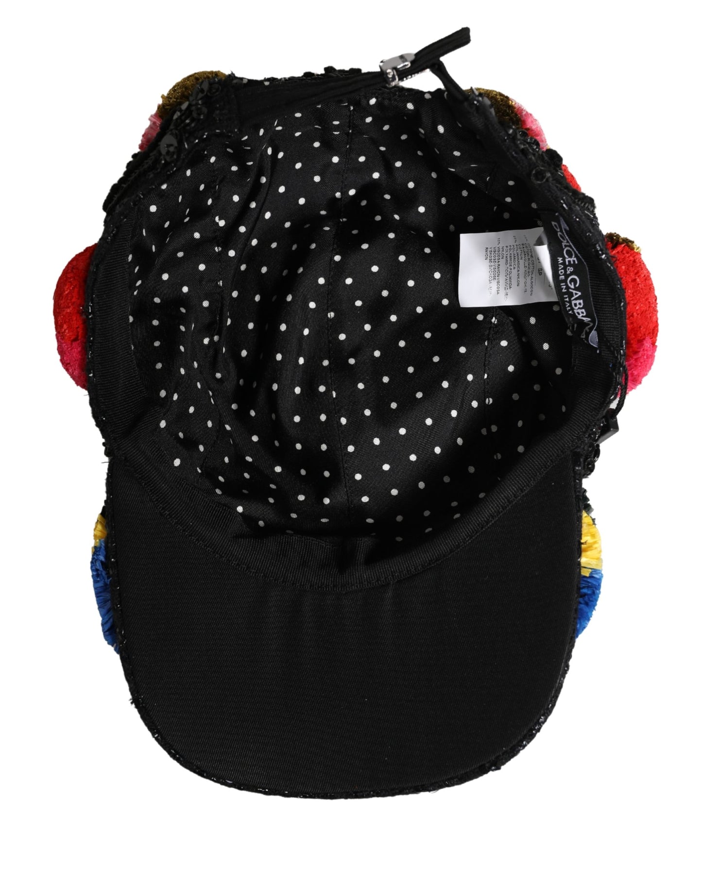 Dolce & Gabbana Multicolor Pom Poms Sequin Embellishment Hat Curated Luxury Accessories by Orvyn