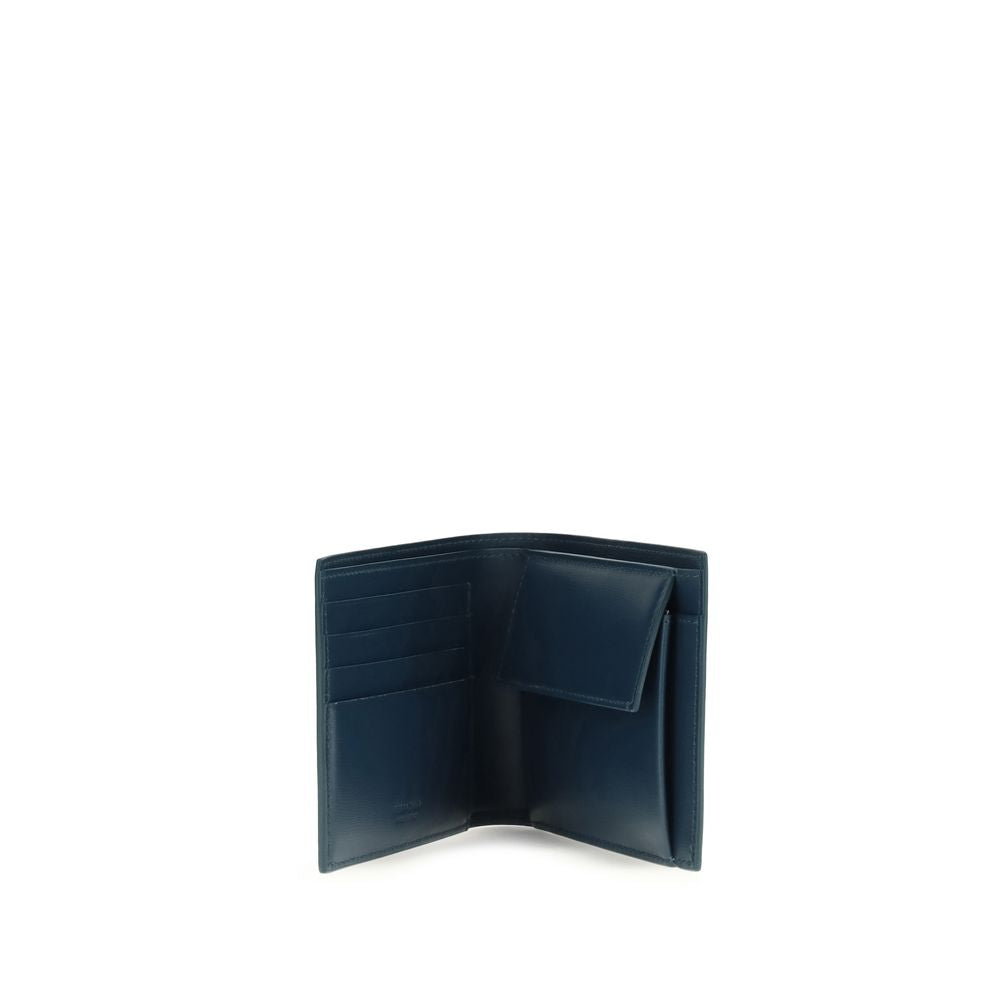 Ferragamo Blue Calf Leather Bos Taurus Wallet Curated Luxury Accessories by Orvyn