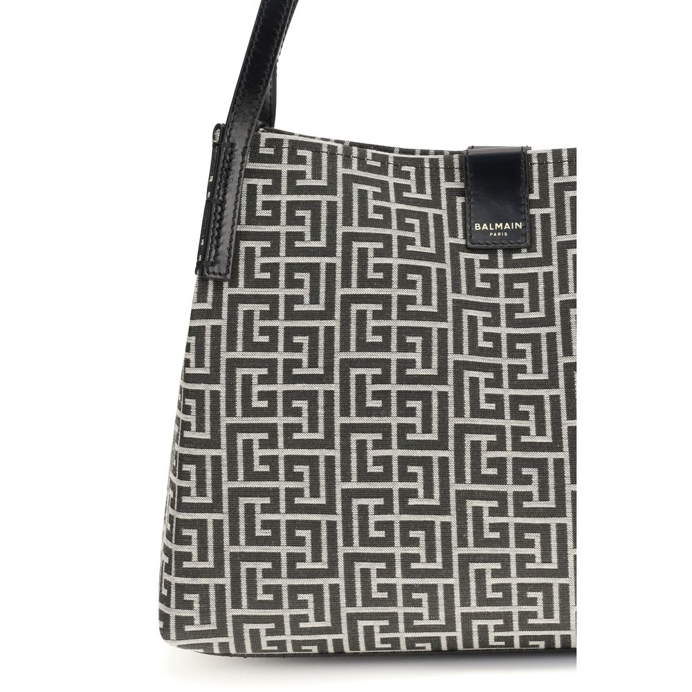 Balmain Black Cotton Shoulder Bag Bags schwarz