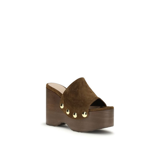 Gianvito Rossi Brown Calf Leather Bos Taurus Clogs Curated Luxury Accessories by Orvyn