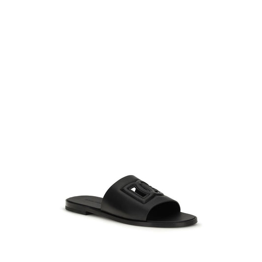 Dolce & Gabbana Black 'Slip-On' Mini Sandals schwarz