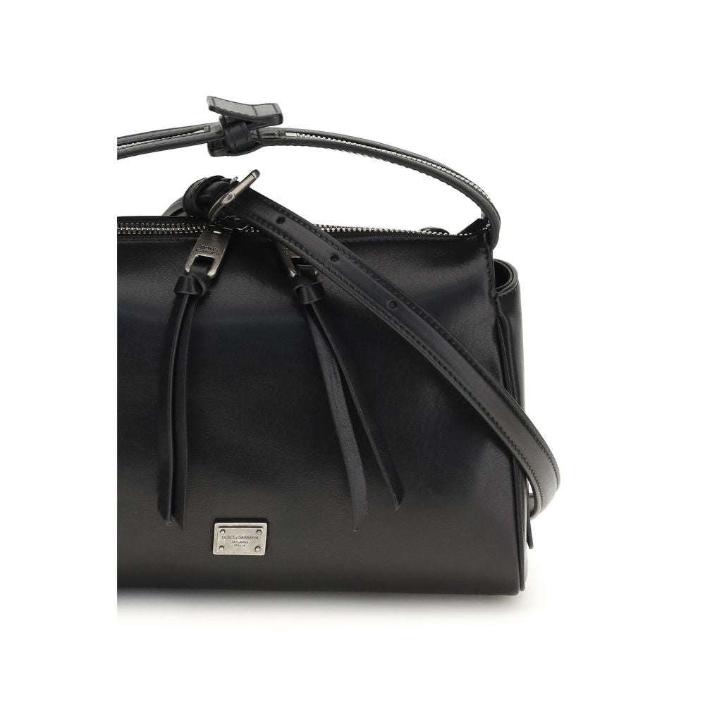 Dolce & Gabbana Black Calf Leather Bos Taurus Handbag Curated Luxury Accessories by Orvyn