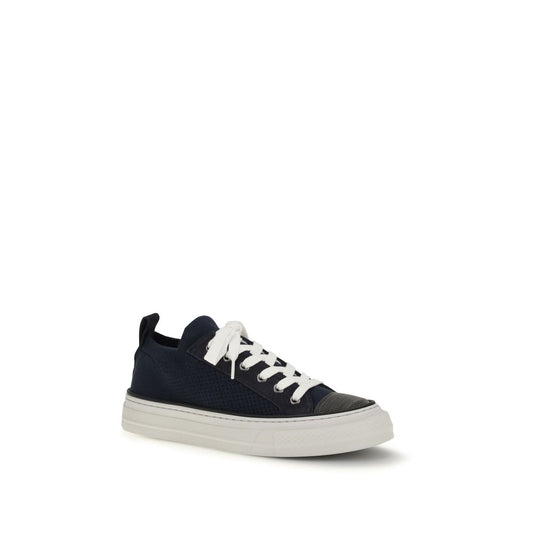 Brunello Cucinelli Blue Cotton Low Top Sneakers Curated Luxury Accessories by Orvyn