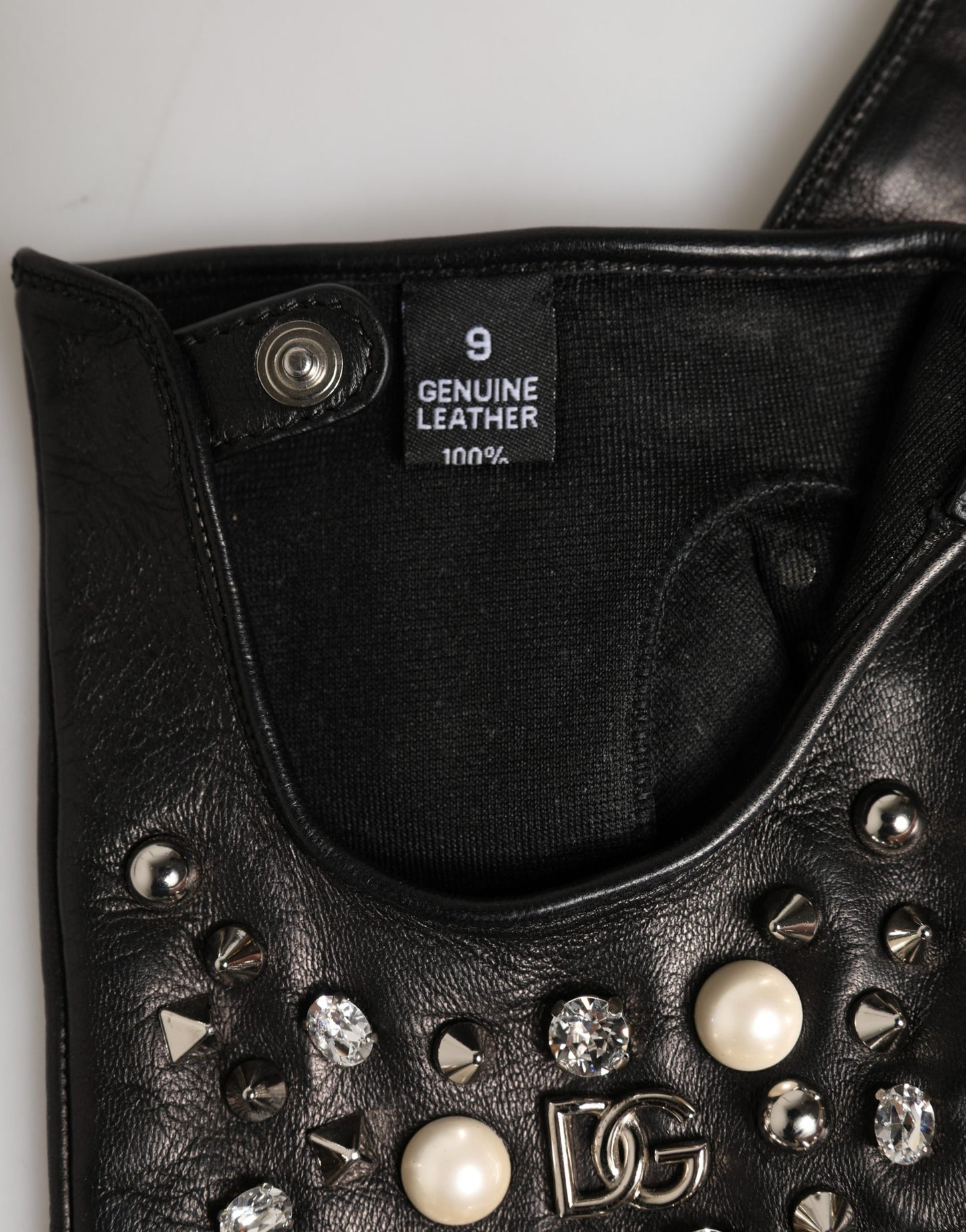 Dolce & Gabbana Black Embellished Wrist Length Mitten Women Gloves Curated Luxury Accessories by Orvyn