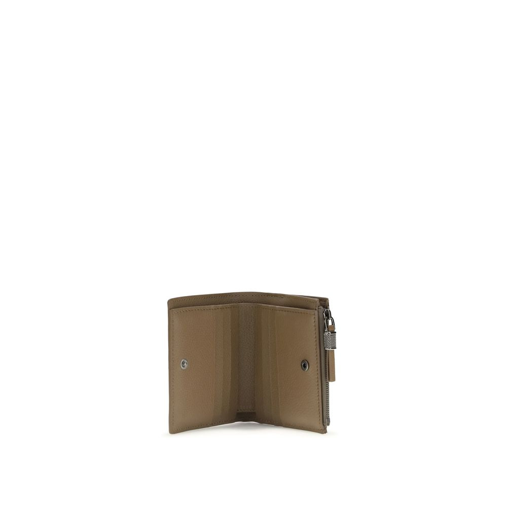Brunello Cucinelli Beige Calf Leather Bos Taurus Wallet Curated Luxury Accessories by Orvyn