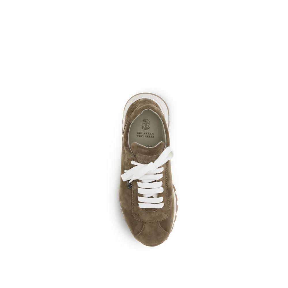 Brunello Cucinelli Brown Calf Leather Bos Taurus Platform Sneakers Curated Luxury Accessories by Orvyn