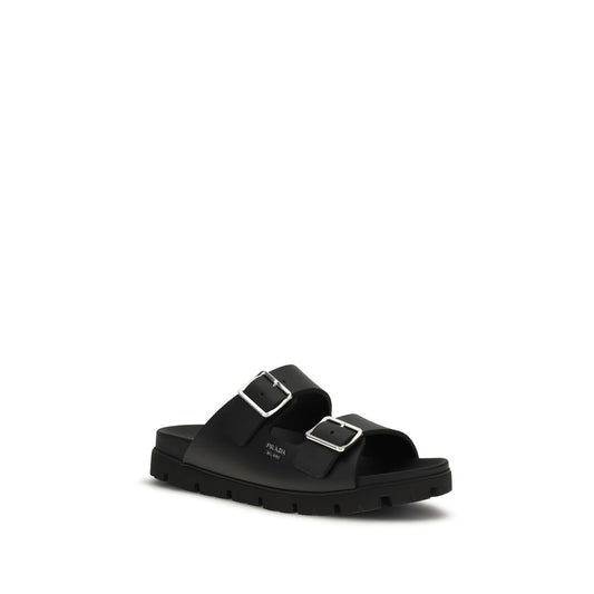 Prada Black Calf Leather Bos Taurus Sandals Curated Luxury Accessories by Orvyn
