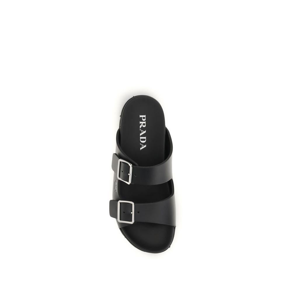 Prada Black Calf Leather Bos Taurus Sandals Curated Luxury Accessories by Orvyn