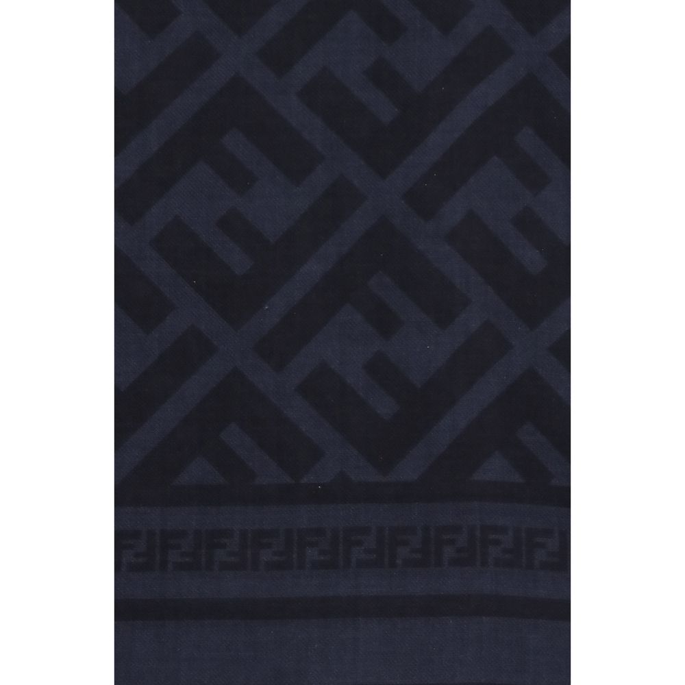 Fendi Blue Wool Oves Aries Scarf Curated Luxury Accessories by Orvyn