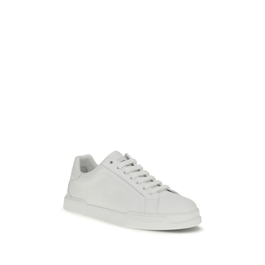 Dolce & Gabbana White Calf Leather Bos Taurus Low Top Sneakers Curated Luxury Accessories by Orvyn