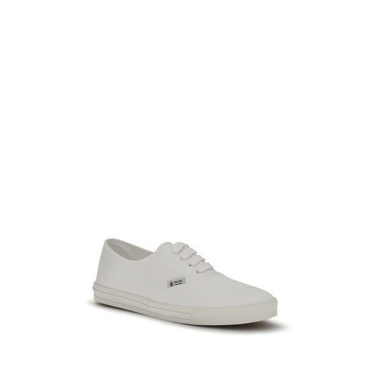 Prada White Cotton Low Top Sneakers Curated Luxury Accessories by Orvyn