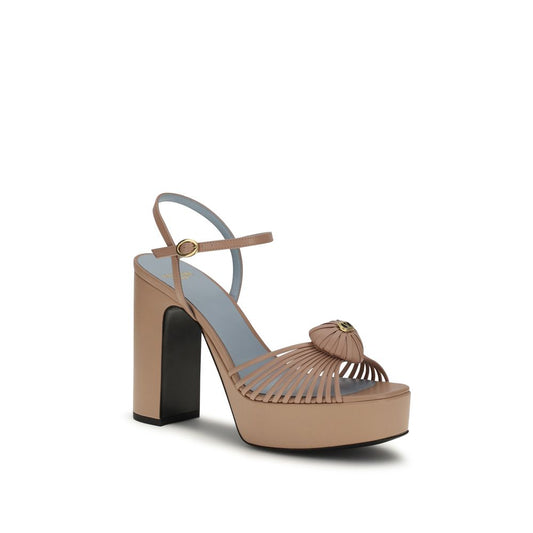 Valentino Garavani Beige Goatskin Platform Sandals Curated Luxury Accessories by Orvyn