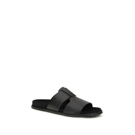Dolce & Gabbana Black Calf Leather Bos Taurus Sandals Curated Luxury Accessories by Orvyn