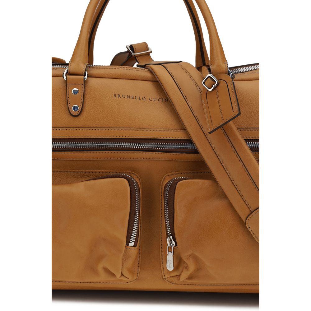 Brunello Cucinelli Brown Calf Leather Bos Taurus Luggage And Travel Curated Luxury Accessories by Orvyn