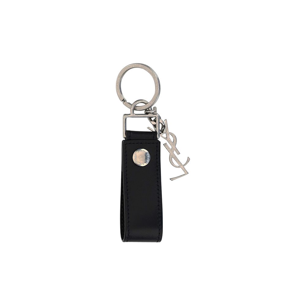 Saint Laurent Black Calf Leather Bos Taurus Keychain Curated Luxury Accessories by Orvyn