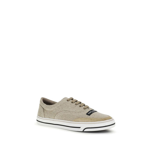 Dolce & Gabbana Beige Linen Low Top Sneakers Curated Luxury Accessories by Orvyn