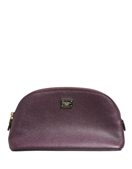 Dolce & Gabbana Dark Purple Leather DG Logo Zip Around Hand Purse Wallet Curated Luxury Accessories by Orvyn