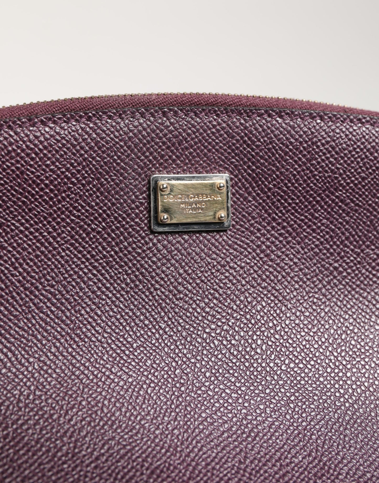 Dolce & Gabbana Dark Purple Leather DG Logo Zip Around Hand Purse Wallet Curated Luxury Accessories by Orvyn