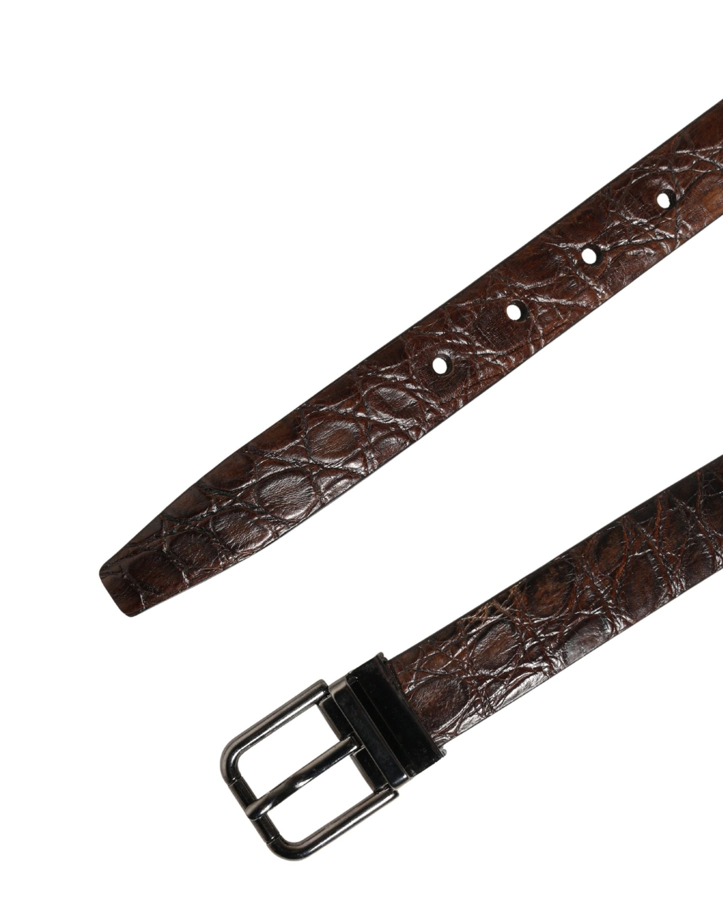 Dolce & Gabbana Brown Leather Silver Tone Metal Buckle Belt Curated Luxury Accessories by Orvyn