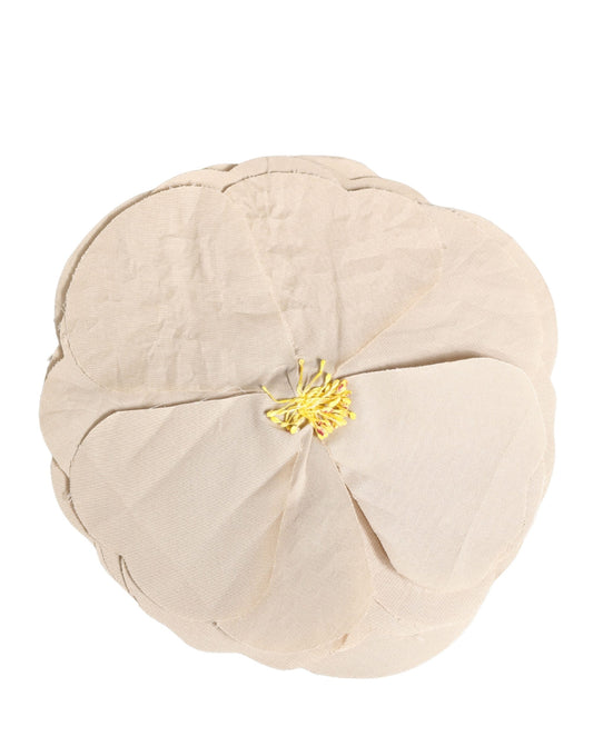 Dolce & Gabbana Beige Floral Motif Silk Blend Poplin Fabric Pin Brooch Curated Luxury Accessories by Orvyn