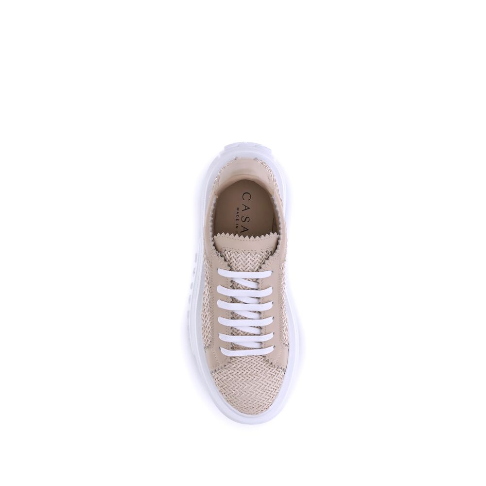Casadei Beige Other Fibres Platform Sneakers Curated Luxury Accessories by Orvyn