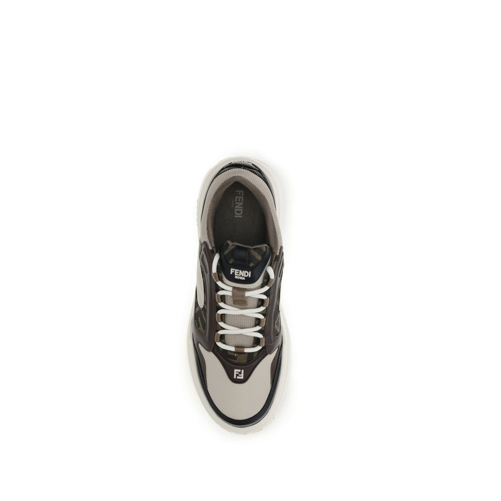 Fendi Black Calf Leather Bos Taurus Chunky Sneakers Curated Luxury Accessories by Orvyn