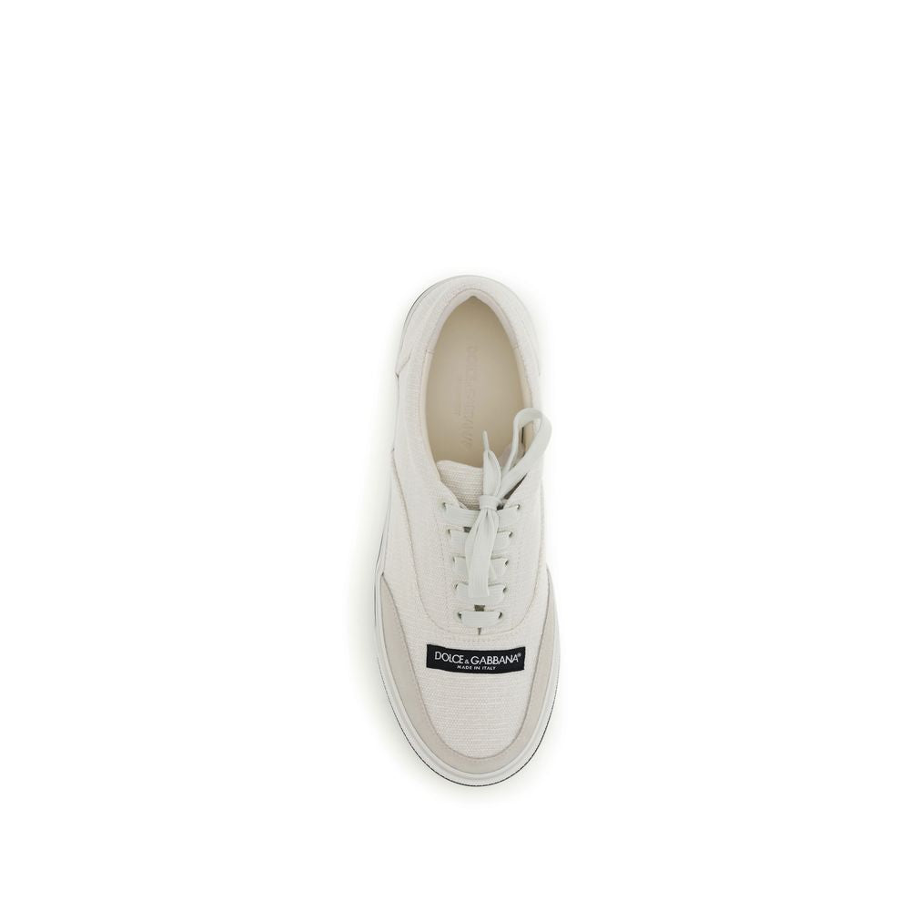 Dolce & Gabbana White Linen Low Top Sneakers Curated Luxury Accessories by Orvyn