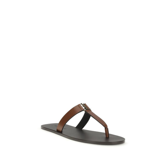 Saint Laurent Brown Leather thong Sandals