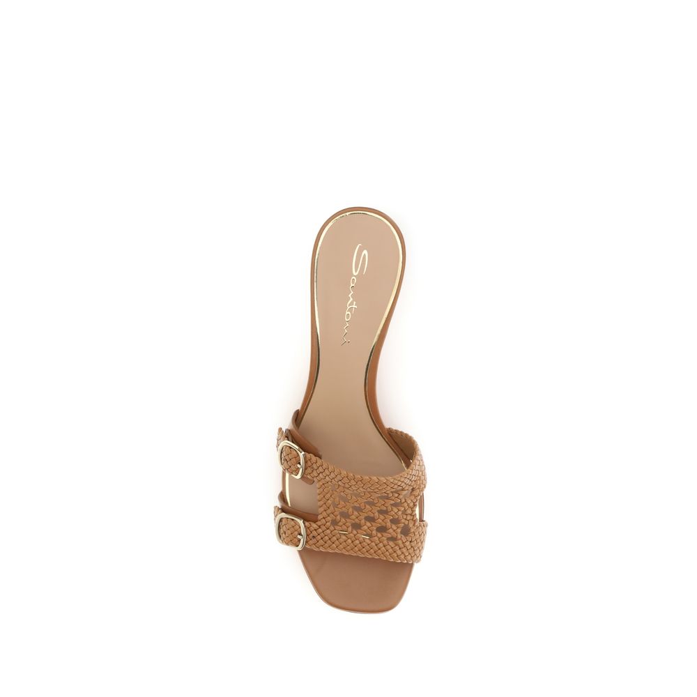 Santoni Beige Calf Leather Bos Taurus Platform Sandals Curated Luxury Accessories by Orvyn