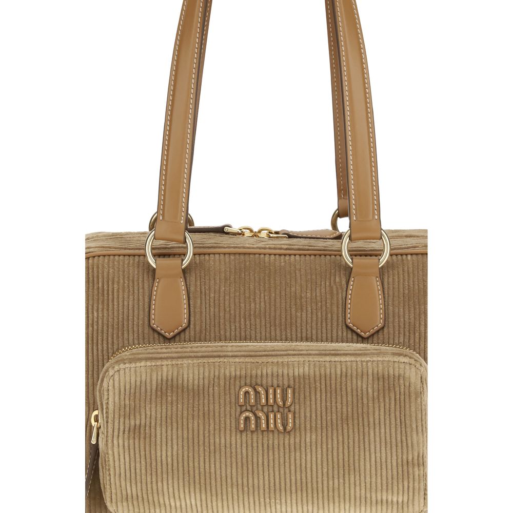 Miu Miu Beige Cotton Shoulder Bag Curated Luxury Accessories by Orvyn