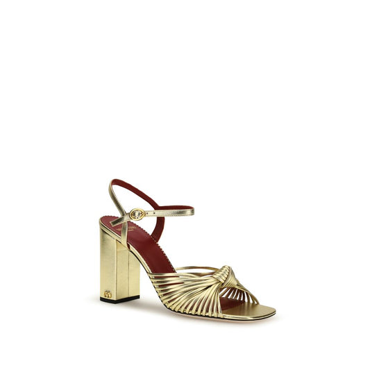 Valentino Garavani Gold Calf Leather Bos Taurus Platform Sandals Curated Luxury Accessories by Orvyn