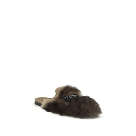 Dolce & Gabbana Gray Lamb Ovis Aries Aries Mules Curated Luxury Accessories by Orvyn